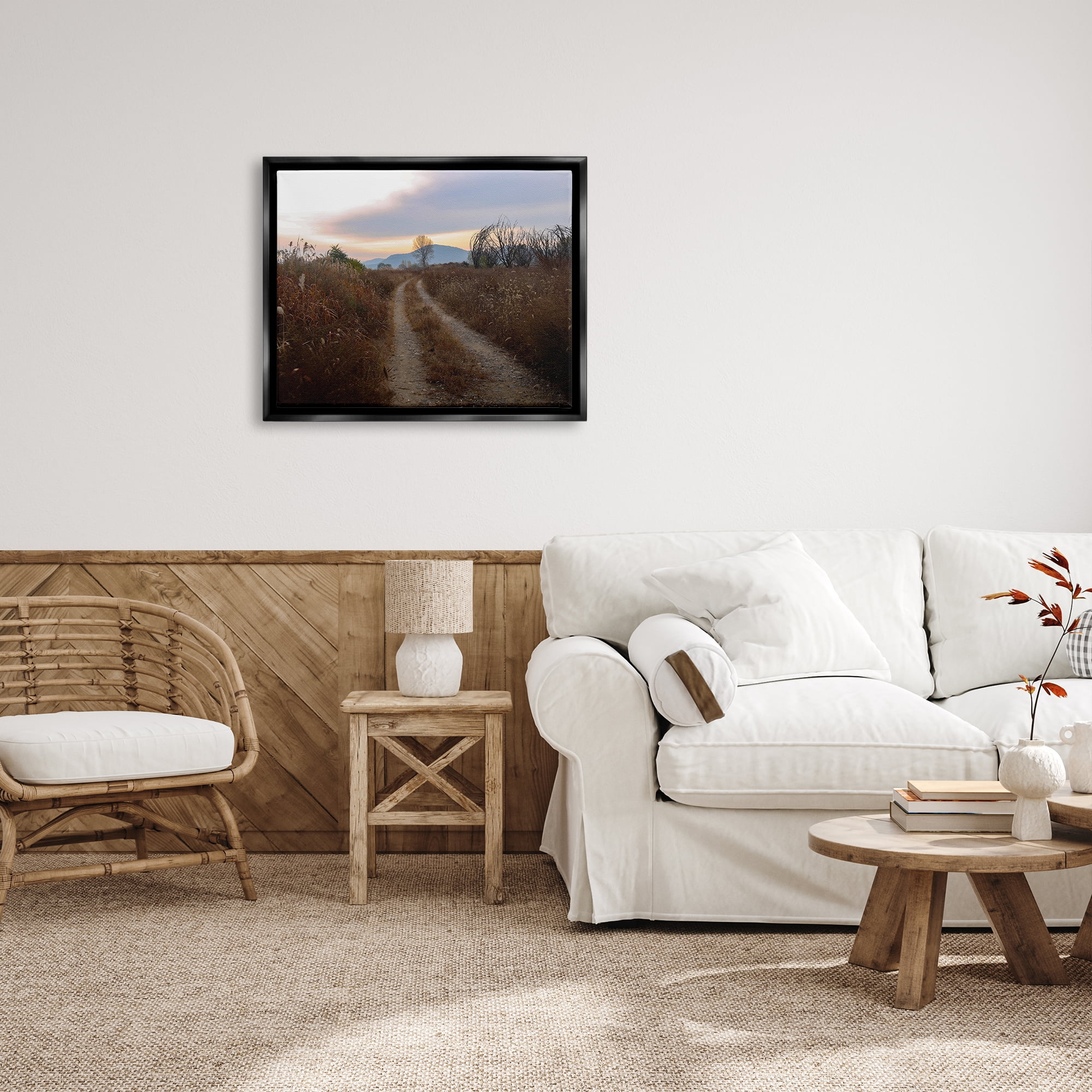 Stupell Industries Rural Trail Landscape Nature Photography Black Floater Framed Art Print Wall Art, 31 x 25