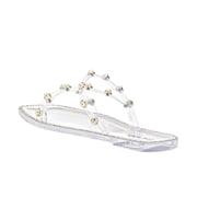Steve Madden Women's Studded Pearl Embellished Slide-On Flat Sandals