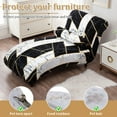 thumbnail image 4 of Dznils Printed Armless Chaise Lounge Slipcover Stretch Polyester Furniture Chair Cover, Black White, 4 of 10