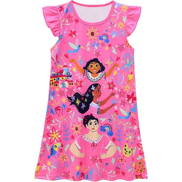 Jupe Princesse Maison Complète Magique pour Fille Manches Courtes à Volants Robe Col Rond pour Fille