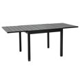 thumbnail image 1 of Outsunny Extendable Dining Table Metal Outdoor Slat Table for 4-6 Person Rectangular Lawn Garden Bistro Patio Table with Aluminum Frame, Black, 1 of 10