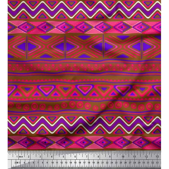 Soimoi Cotton Voile Fabric Aztec Geometric Print Fabric by The Yard 56 Inch Wide