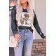 thumbnail image 1 of ABPHQTO Top de manga larga con estampado gráfico de vaca de leopardo LOVE negro para mujer, 1 of 5