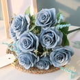 thumbnail image 6 of Artificial Blue Roses Flowers Silk Flower Bouquet Home Garden Decoration Wedding Roses Blue, 6 of 8