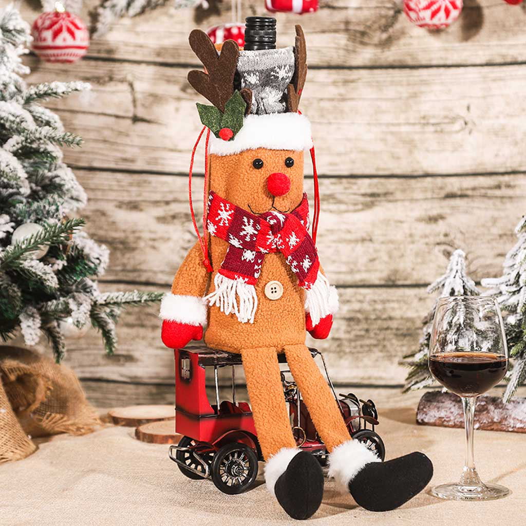 Santa Sack Holder Elk Present Gift Wine Cover Snowman Christmas Decor Bottle Bag 