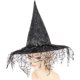 thumbnail image 4 of Sombrero de bruja vintage de Halloween para mujer, con velo de encaje transparente y estampado, ideal para fiestas y disfraces de Halloween., 4 of 5