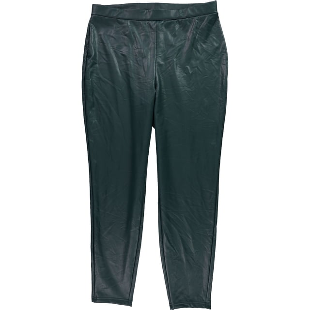 Nina Parker Womens Faux Leather Tapered Leggings Casual Pants, darkgreen, Plus Size, 1X