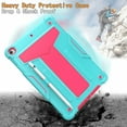 thumbnail image 4 of Dteck Screen Protector Case for Apple iPad 8th Generation 10.2" (2020),Shockproof 3-layer-protection Hybrid Rubber Hard PC Back Protective Kickstand iPad 7th Gen 10.2-inch (2019) Cover,Mint+Rose, 4 of 4