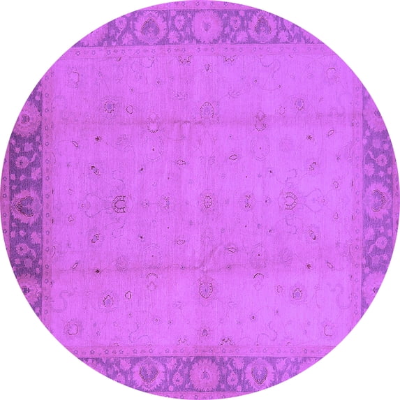 Ahgly Company Indoor Round Oriental Purple Traditional Area Rugs, 4' Round