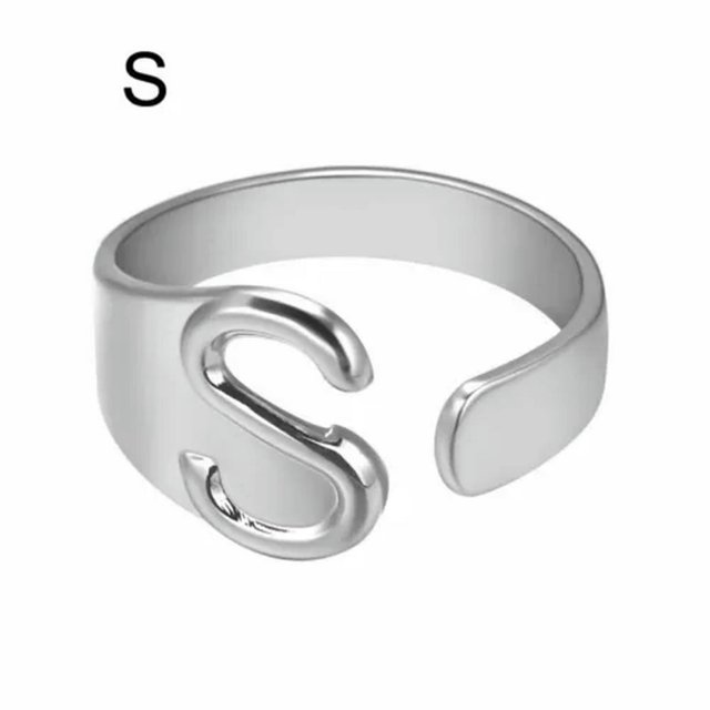 CUITING Fashion Adjustable Initial Alphabet Letter A-Z Ring Finger Rings Women Jewellery-Silver C