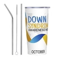 thumbnail image 1 of Vaso de acero inoxidable con tapa para el mes de concientización sobre el síndrome de Down, taza térmica portátil de 20 oz, 1 of 7