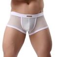 thumbnail image 2 of Penkiiy Mens Underwear Boxer Briefs Men Casual Solid Sexy Low Waist Mesh Breathable Erotic Panties White Underwear, 2 of 4