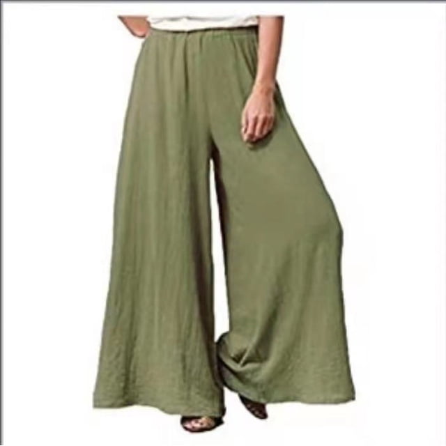 Pantalones anchos y holgados de algodón y lino para mujer, de estilo europeo y americano, informales, de talla grande.
