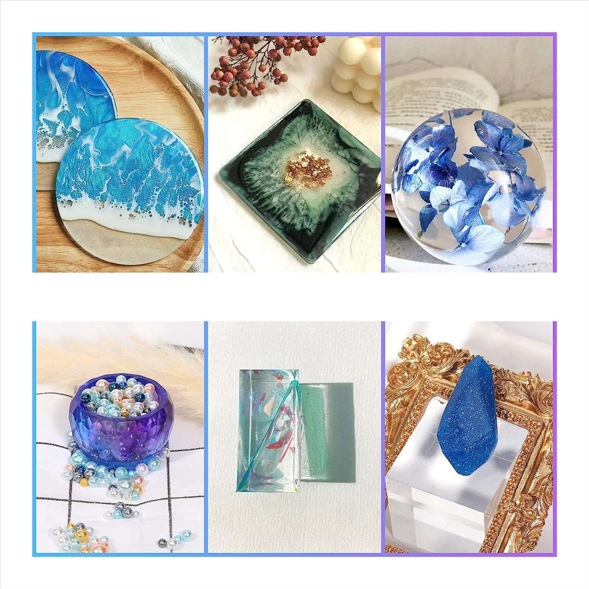 ckepdyeh Resin Molds Silicone Kit 12PCS, Epoxy Resin Molds, Resin Mold Including Pen Container, Tray, Love, Round resin molds