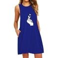thumbnail image 2 of Pntutb Womens,Fashion Women's O-Neck Pocket Print Sleeveless Casual Nightdress Dresses, 2 of 6