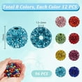 thumbnail image 2 of 96Pcs 8 Styles Rhinestones Beads 10mm Beads Pave Disco Ball Beads Round Diamond Beads for Bracelet Necklace Earring Crafting and Jewelry Making Colorful DIY, 2 of 5