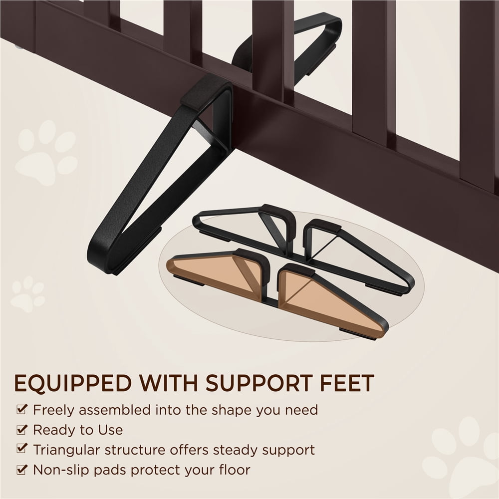 Yaheetech 24" Four-Panel Freestanding Foldable Wooden Pet Gate with Support Feet, Espresso