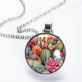 thumbnail image 2 of Cactus Glass Design Circular Pendant Necklace for Women - Fashion Jewelry, 2 of 5
