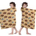 thumbnail image 4 of Yellow Buffalo Mountain Pattern Hooded Bath Towel，50"x30" for Ages 3 To 12 Kids, Quick Dry Lightweight Soft Microfiber Hood Beach Towel Cover Up for Kids, 4 of 7