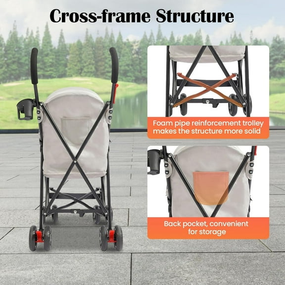 Pet Travel Stroller 22 * 18 * 38in, Pet Stroller Made of Oxford Cloth, Spray Molding Foldable, Small Dog Cat Cage Jogger Travel Carrier Breathable and Visible 22 Lbs Capacity(Gray)