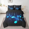 thumbnail image 2 of Musical Notes Bed in a Bag Queen Comforter Set 7 Piece,Glitter Note Line Bedding Sets Pop Music Themed Sheet Set with Comforter,Fashion Hip Hop Bed Set, 2 of 6