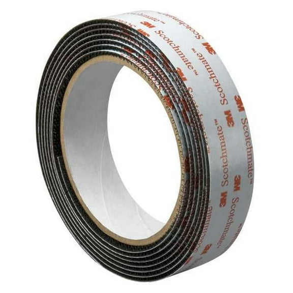 3m Reclosable Fastener, Rubber Adhesive, 15 ft, 1 in W, Black 1-5-SJ3526N