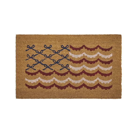 Bow Flag Coir Outdoor Doormat, Red/White/Blue, 30" x 18", by My Texas House