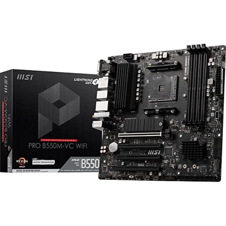 MSI PRO B550M-VC WiFi ProSeries Motherboard (AMD AM4, DDR4, PCIe 4.0, SATA 6Gb/s, M.2, USB 3.2 Gen 2, HDMI/DP, Wi-Fi, mATX) (Renewed)