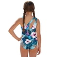 thumbnail image 2 of SEANATIVE Girls One Piece Swimsuits with Mesh Coverups Kid Teen Bathing Suit 2 PCS Swimwear Back Cutout Beachwear for Travel Beach Swimming Pools, Size 7-8, Hawaii Hibiscus Flower Leopard Print, 2 of 7
