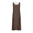 thumbnail image 4 of Homenesgenics Summer Dresses for Women under $10 Plus Size Women's Sleeveless And Linen Round Neck Solid Color Long Dress With Pocket Brown M, 4 of 5