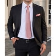 thumbnail image 3 of HISDERN Ties for Men Solid Color Woven Tie and Pocket Square Neckties Clip Sets Business Satin Tie, 3 of 13