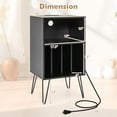 thumbnail image 3 of Costway 3-Tier Record Player Stand with Charging Station Shelf & 4 Dividers for Bedroom Black, 3 of 10