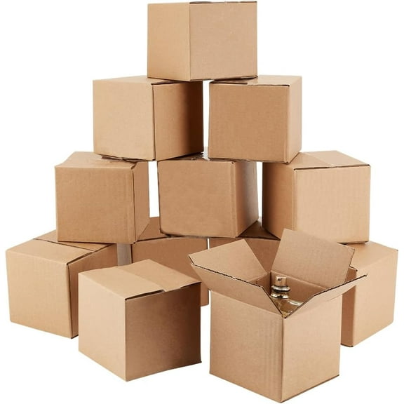 12pcs Shipping Boxes Small Business Packaging Supplies Brown Corrugated Cardboard Boxes Mailing Boxes for Packing and Shipping 4x4x4 Inch