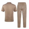 thumbnail image 6 of Men's Casual Loose Fit Short Sleeve Shirt Pants Set Solid Color Zipper Turndown Collar 2 Piece Outfits for Daily Streetwear Travel Loungewear Modern Fashion | AESTIVO,Khaki L, 6 of 7