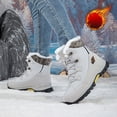 thumbnail image 2 of Womens High Top Snow Boots Lace up Anti-Slip Platform Furry Lined Thickened Warm Comfy Cold Weather Outdoor Winter Hiking Shoes White 9.5, 2 of 4
