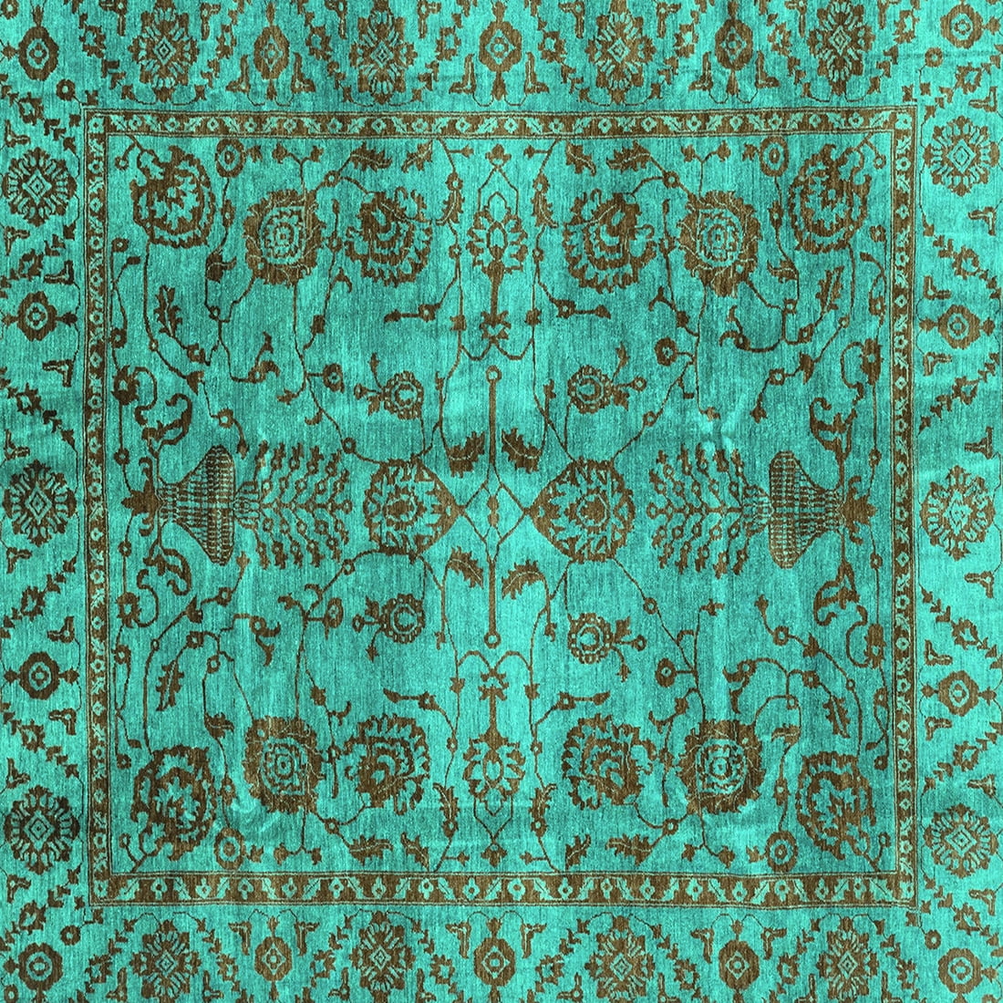 Ahgly Company Indoor Square Abstract Turquoise Blue Modern Area Rugs, 4 ...