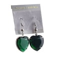 thumbnail image 2 of Oversized Large Jewel Faux Crystal Heart Earrings 2 1/4" Silver Tone Adult Womens Ladies - Green, 2 of 3