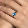 thumbnail image 4 of Gem Stone King 3.90 Ct Oval Swiss Blue Topaz Blue Sapphire 18K Yellow Gold Plated Silver Ring, 4 of 6