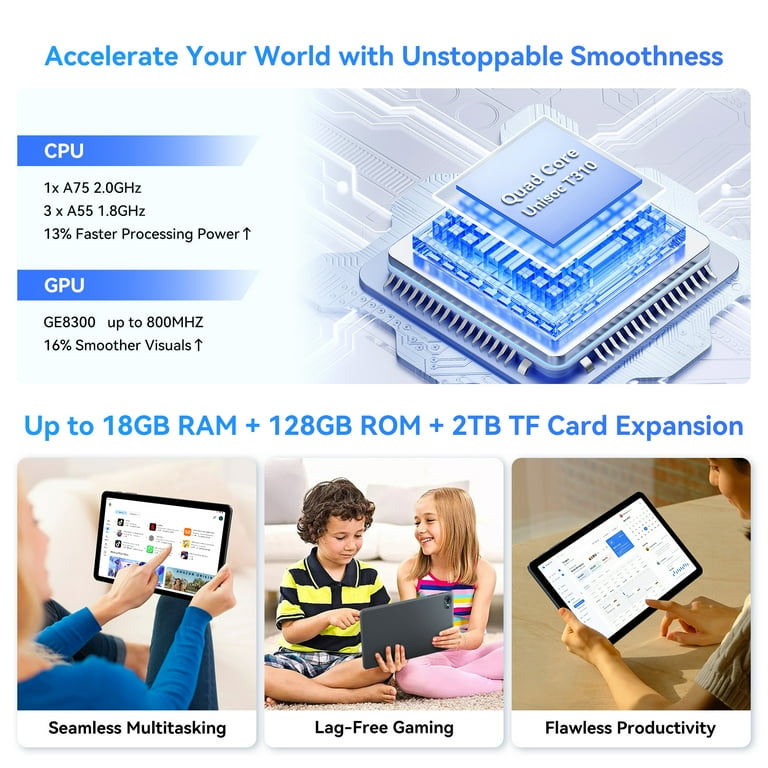 Tabwee Tablet 2025 Latest Android 15 Tablets T80, 10.5 inch Tablet