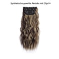 thumbnail image 2 of Extensiones con clip, 4 piezas de extensiones de cabello de cabeza completa de 55 cm con clips, extensiones de cabello sintético ondulado, extensiones de cabello ondulado, postizo con clip, 2 of 4