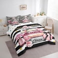 thumbnail image 3 of Manfei Beautiful Bowtie Perfume Bedding Comforter Set 7 Pieces,Romance Floral Flower Full Bedding Set,Black Geometric Stripes Fitted Sheet Flat Sheet For Child,Microfiber Bedroom Decor,Reversible, 3 of 8