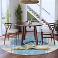 thumbnail image 4 of Summer Ocean Seashell Round Living Room Rugs 5 ft, Blue Sea Shell Starfish Coral Wood Grain Washable Area Rug with Non-Slip Sturdy Edge Binding Round Carpet for Entryway Kitchen Bedroom Bathroom, 4 of 9
