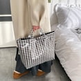 thumbnail image 6 of NexTorq Gingham Plaid PVC Tote Bag for Women, Letters Print Handbag Waterproof Plastic Hobo Handbag Summer Tote for Beach, Pool & Ideal Gift, Black, 6 of 7
