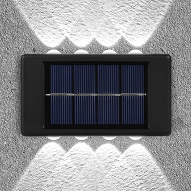 Luz solar de pared de jardín al aire libre para decoración de patio (8LED) blanco 2 piezas