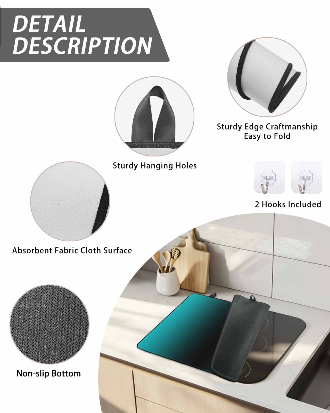 Stove Top Covers for Electric Stove, Teal Black Ombre Glass Stovetop Cover Protector, Gradient Contemporary Abstract Art Induction Cooktop Protector Oven Mat for Kitchen Countertop 36"x21"