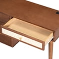 thumbnail image 3 of 4 Drawers Wooden Dressing Table With Charging Feature & Stool - Bohemian Walnut Retro Style, 3 of 5