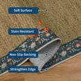 thumbnail image 4 of Hasoo Modern Simulated Woven Texture Floral Bordered Area Rug for Living Room Washable 5' x 7' Non Shedding Neutral Indoor Decor Carpet, Navy, 4 of 5