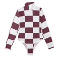 thumbnail image 3 of joogoo Checkered Plaid-a9 Women's Mock Turtle Neck Long Sleeve Bodysuit M, 3 of 8