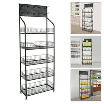 Modern Retail Display Rack with 5 Tiers and 10 Hooks, Adjustable Feet, Elevated Guardrails, and Easy-to-Move  Wheels for Retail Use