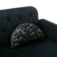 thumbnail image 3 of 55" Velvet Sofa, Modern Elegant Loveseat Couch with 2 Pillows and Golden Metal Legs, Twin Size Loveseat Accent Sofa with Button Tufted Backrest for Living Room, Bedroom, Office, Black, 3 of 7